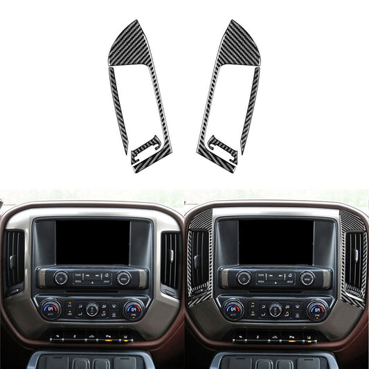 Carbon Fiber Central Air Outlet Cover Trim For Silverado for GMC for SIERRA 2014-2018