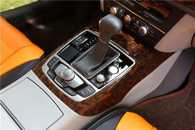 Car Inner Gear Shift Knob Head Cover Trim Fit for Audi A6L 2012-2015 Brown Wood