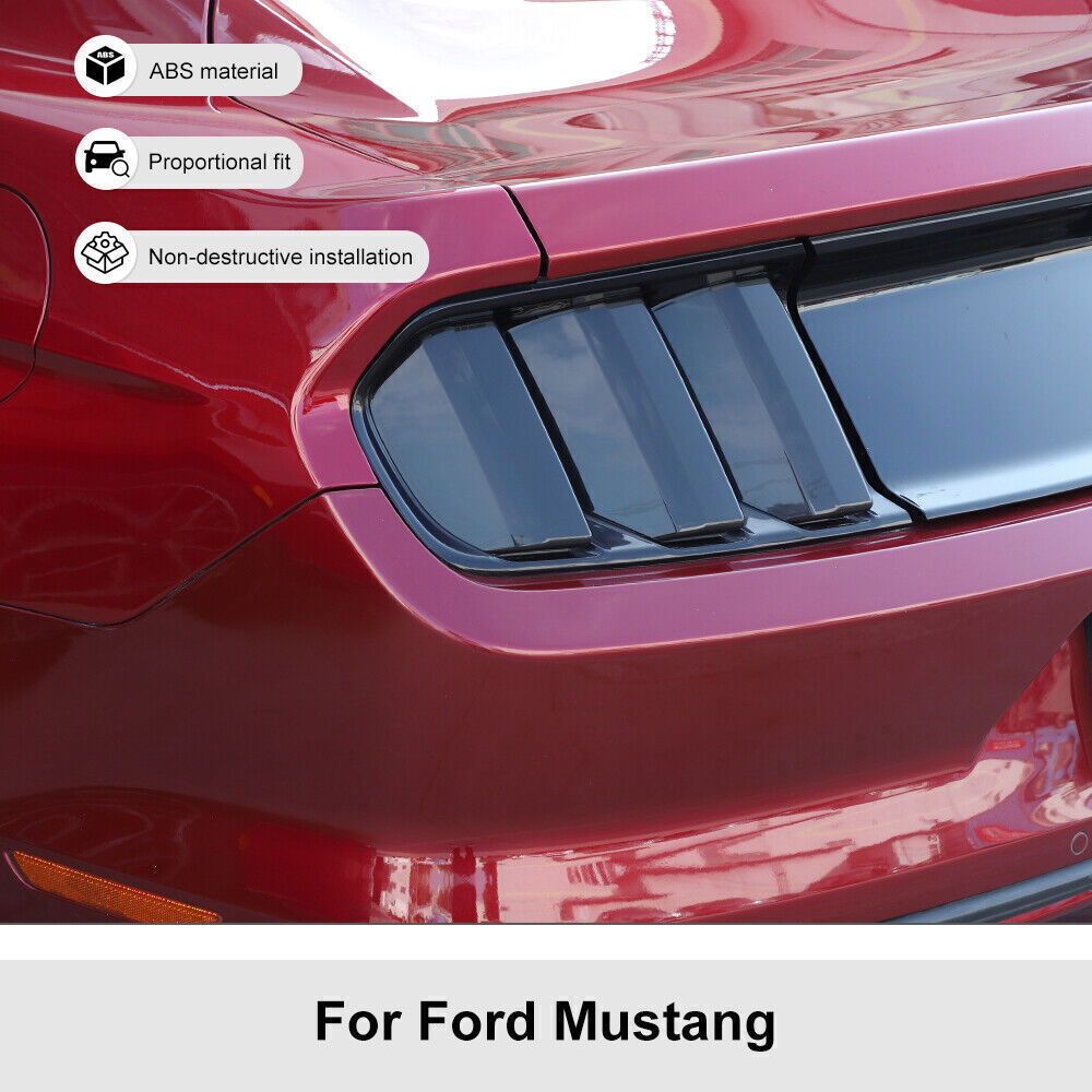 Smoked Black Tail Light Lamp Cover Guard Trim Bezels for Ford for Mustang 2015-2017