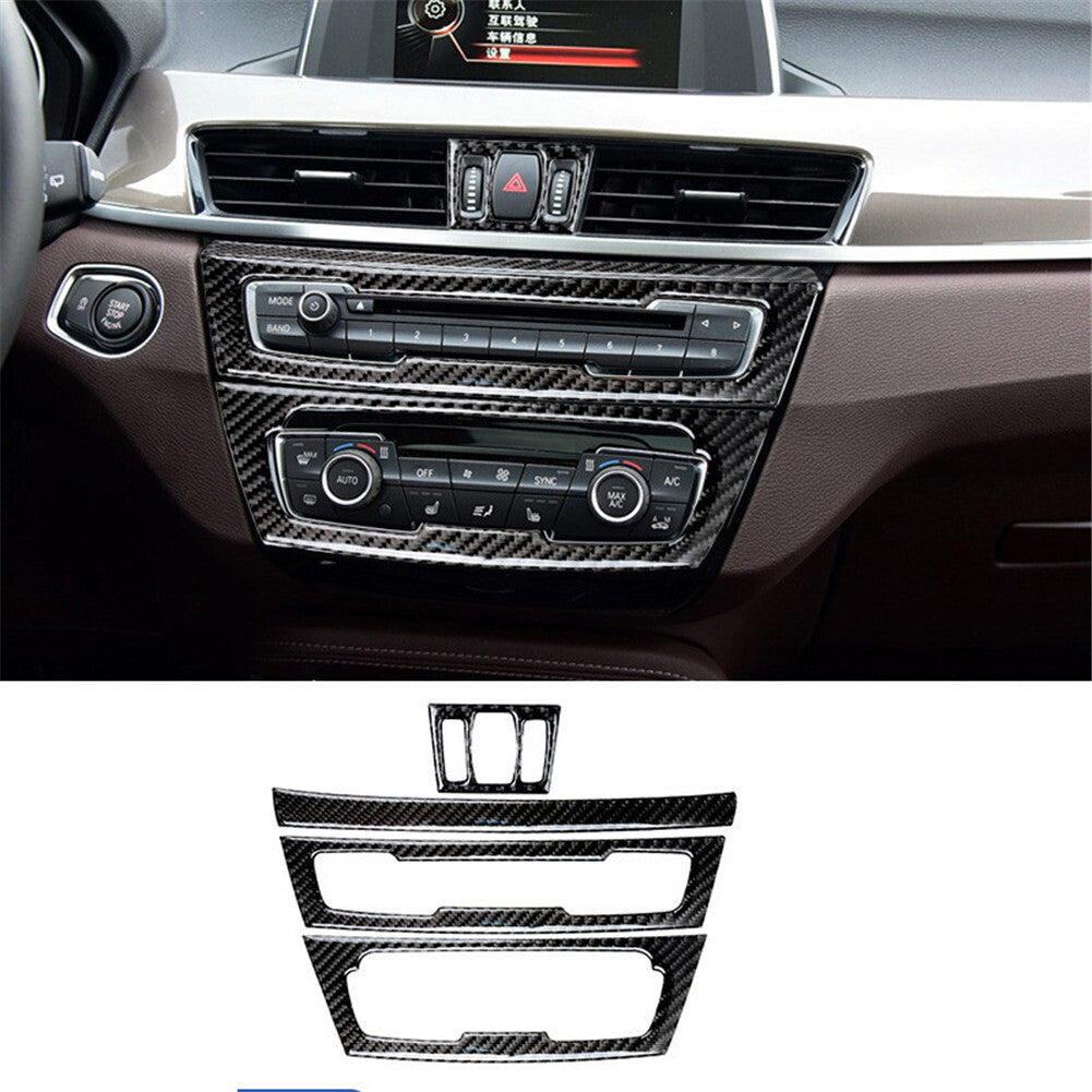 4pcs Carbon Fiber CD Air Conditioner Control Panel Trim for Bmw X1 F48 2016-2018
