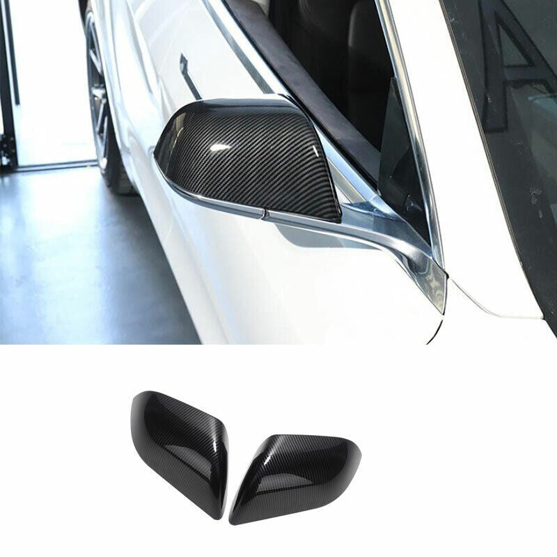 for Tesla Model 3 2017-23 Carbon Fiber Rear View Side Door Mirror Cover trim 2x