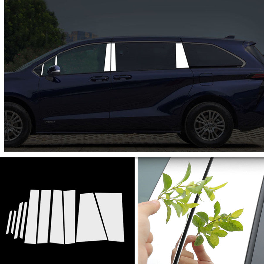 For 2021-2023 for Toyota for Sienna Chrome Trim Side Door Window Pillar Posts Panel Trim