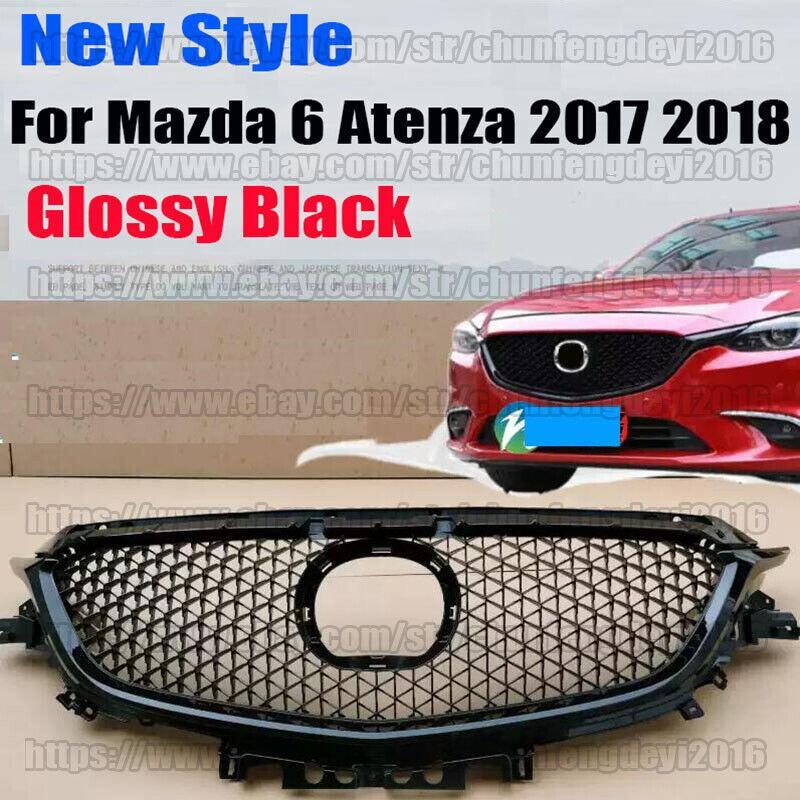 Glossy Black ABS Front Upper Bumper Grill Mesh Grille for Mazda 6 Atenza 2017-18