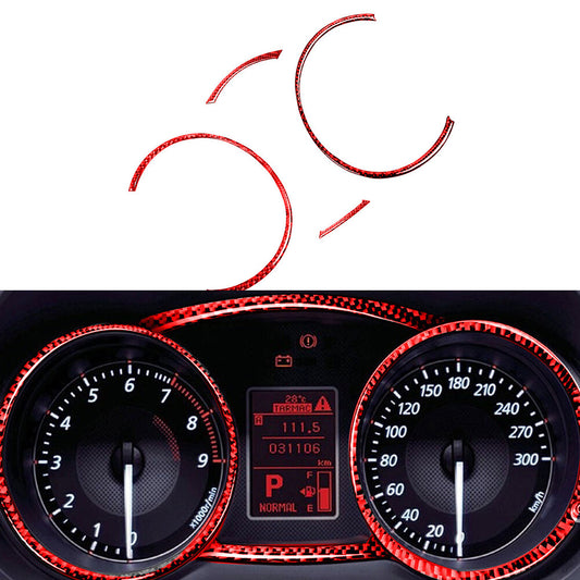 Red Carbon Fiber Speedometer Panel Cover Trim for Mitsubishi Lancer 2008-2015
