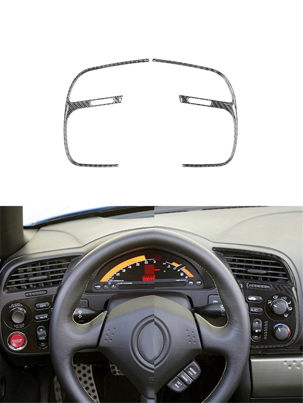 2Pcs Dashboard Air Vent Frame Trim Cover Carbon Fiber for Honda S2000 2000-2009