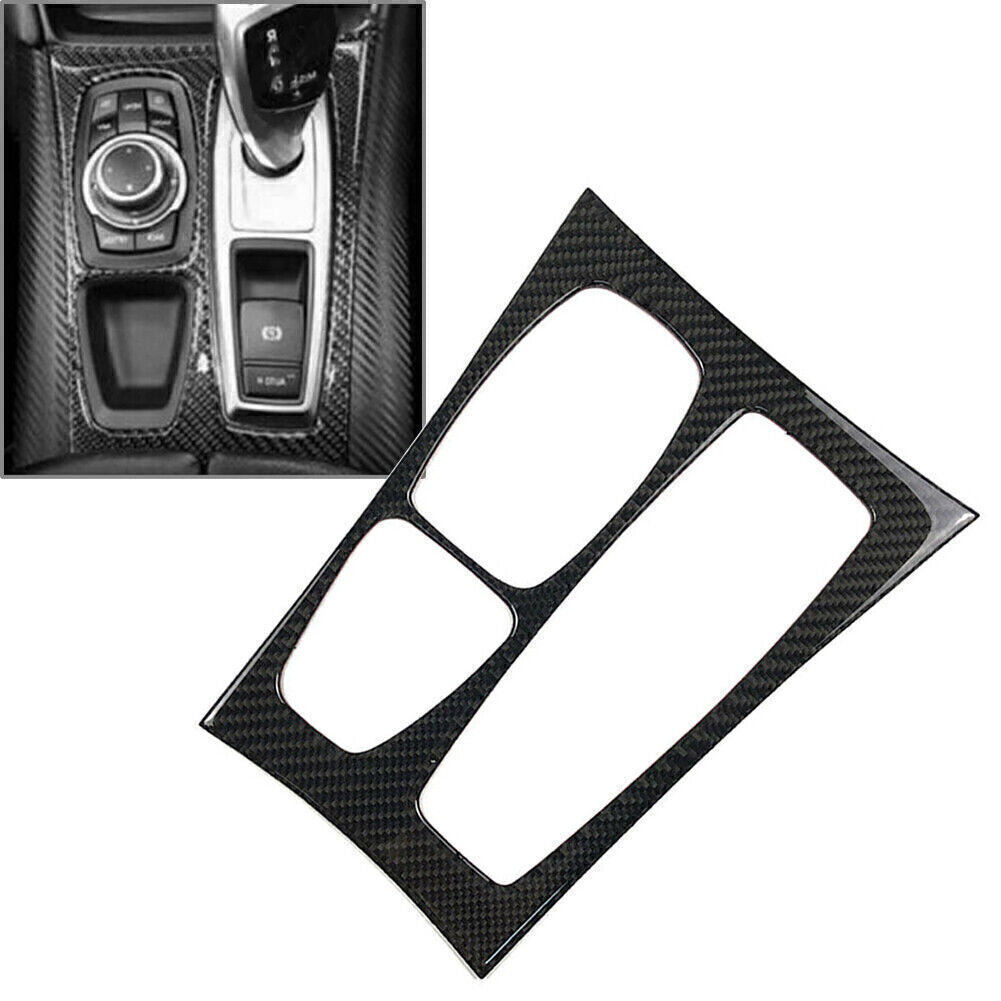 Carbon Fiber Car Gear Shift Box Panel Trim Fit for BMW E70 X5 E71 X6 2008-13 RHD