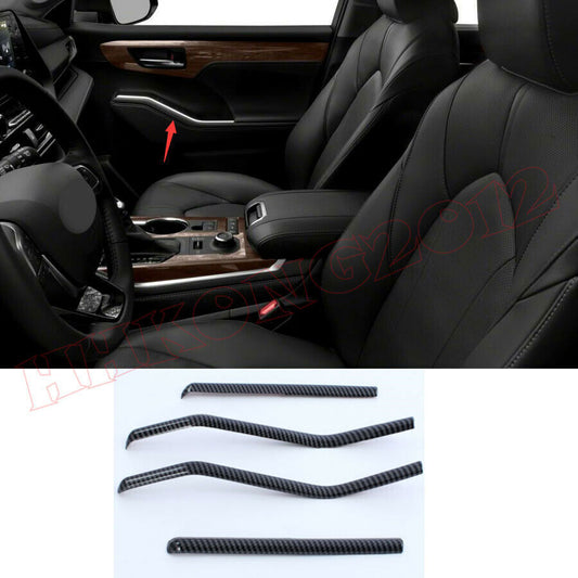 ABS Carbon Fiber Interior Side Door Panel Cover Trim for Toyota Highlander 20-22