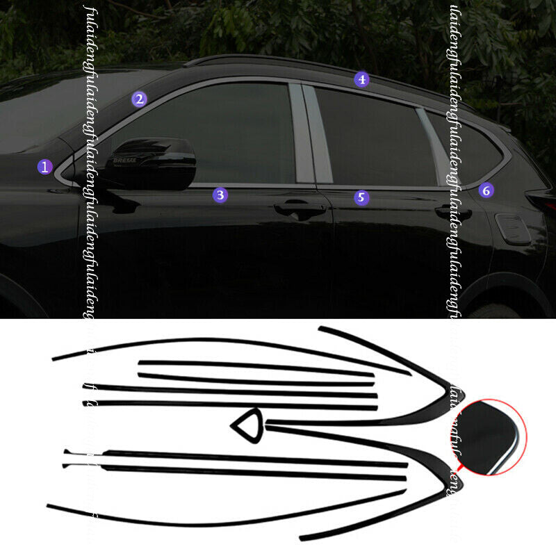 for Honda CR-V 2017-22 Glossy Black Window Strips frame Sill Moulding Cover Trim