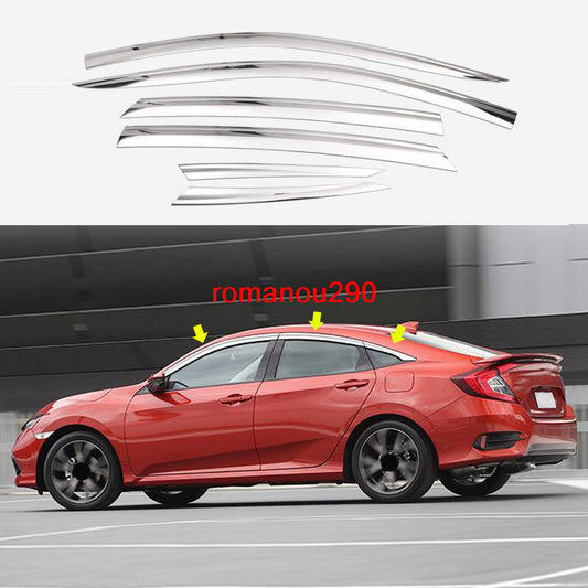 for Honda for Civic Sedan 2016-20 Chrome Window Visor Vent Shade Sun Rain Guard Trim