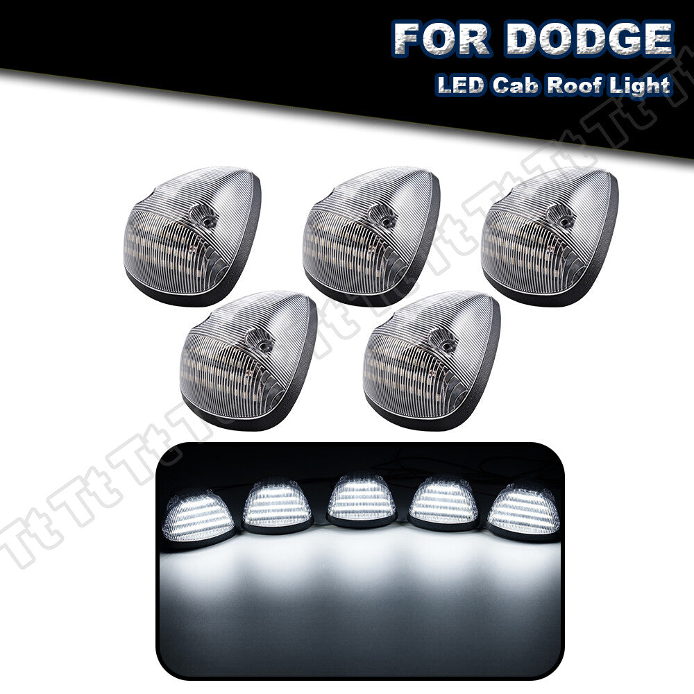 5-pack LED cab roof white running lights with clear lenses suitable for 94-1998 for Ram 1500 2500 3500