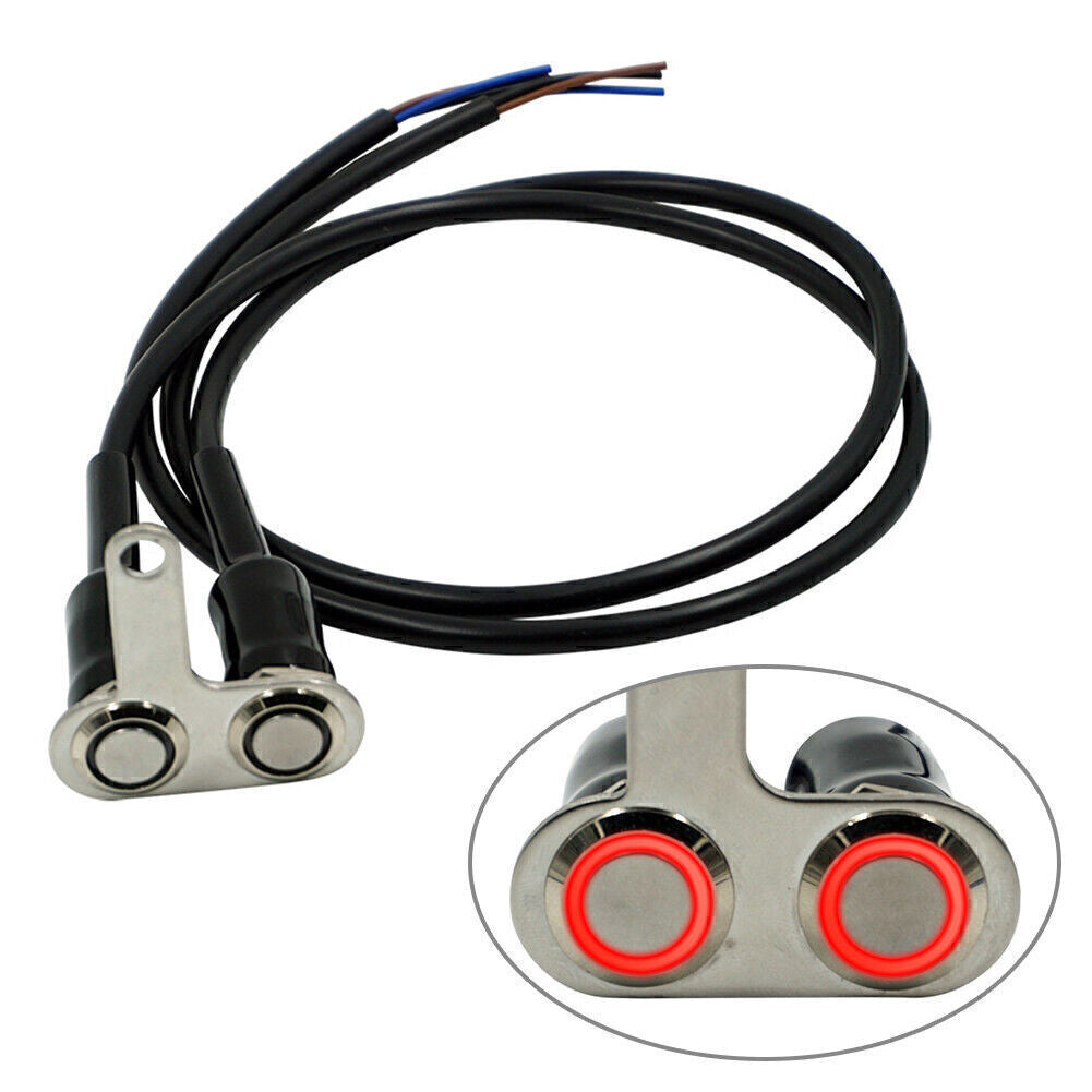 Universal Motorcycle Switch ON+OFF Handlebar Mount Push Button 12V Red LED Light