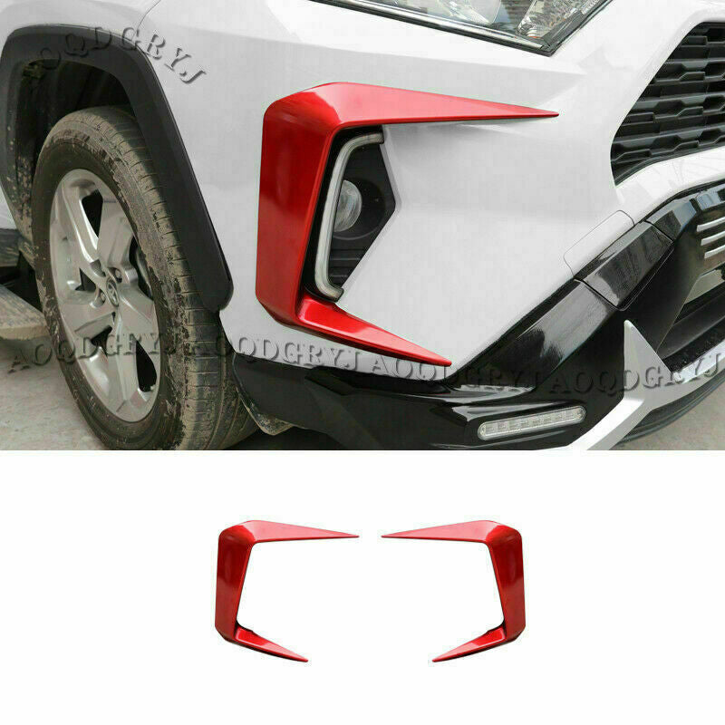 for TOYOTA RAV4 2019-2023 Glossy Red ABS Front Fog Light Lamp Bumper Cover Trims