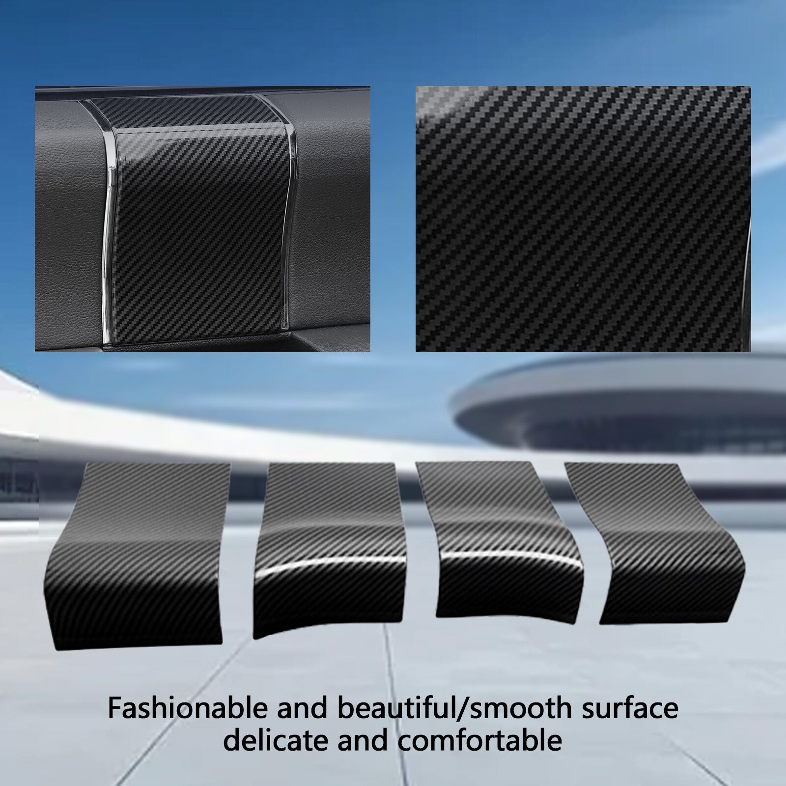 for Ford F150 2015-2020 Carbon Fiber Inner Door Handle Panel Trim Decor Cover HL