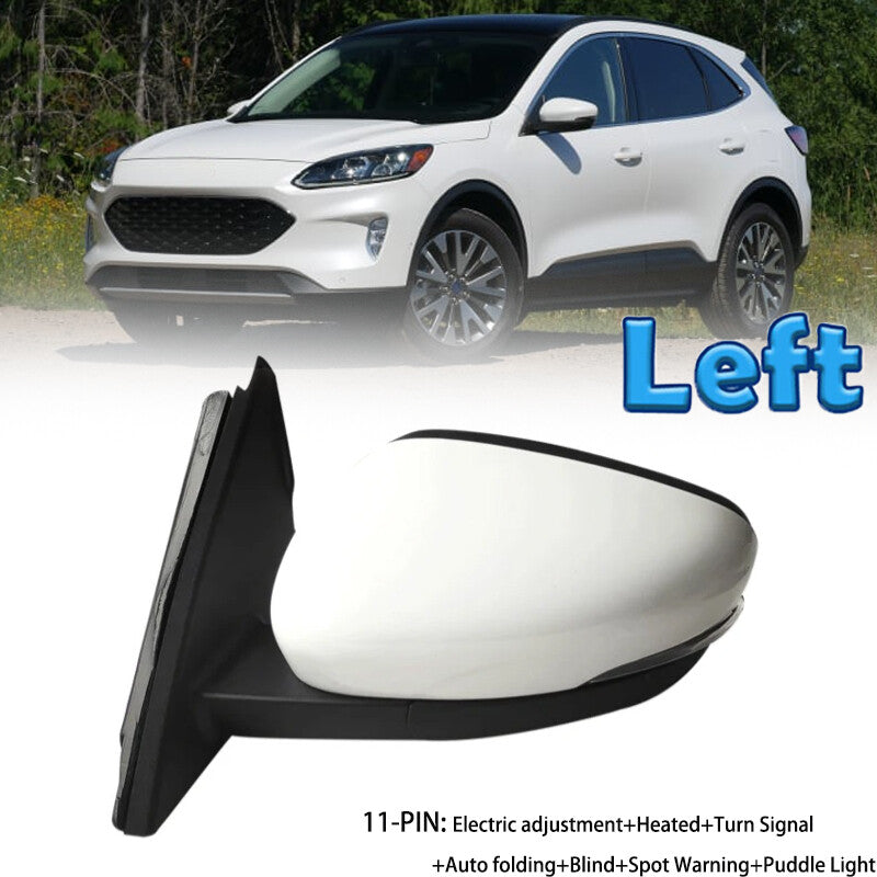 Left Power Heated Side Door Mirror White 11-PIN for Ford Escape 2020-2023