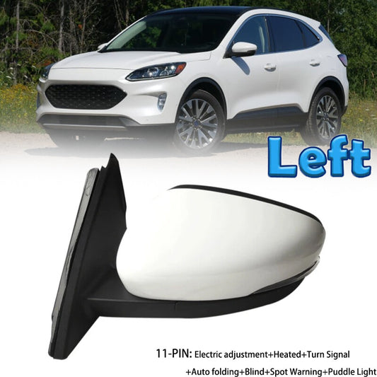 Left Power Heated Side Door Mirror White 11-PIN for Ford Escape 2020-2023