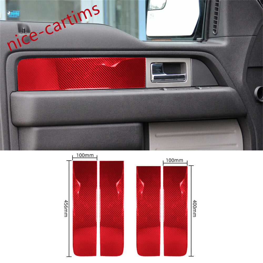 Red Carbon Fiber Interior Side Door Panel Decorative Cover for Ford F150 2009-14
