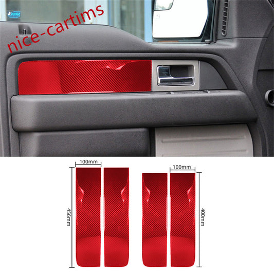 Red Carbon Fiber Interior Side Door Panel Decorative Cover for Ford F150 2009-14