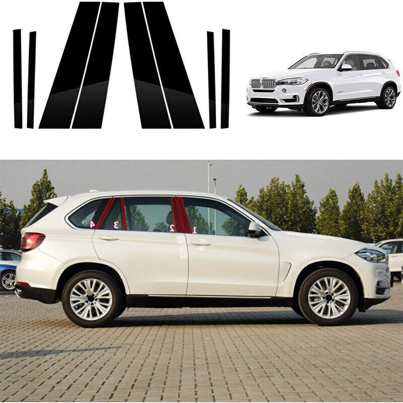 Piano Black Pillar Posts Door Window Molding Strip Trims Fit for BMW X5 14-2018