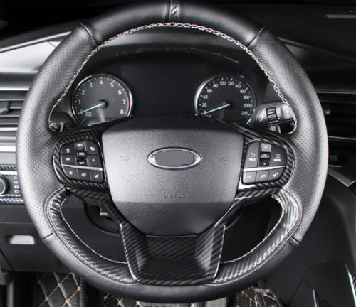for Ford Explorer 2020-2023 Carbon Fiber Car Steering Wheel button Frame cover