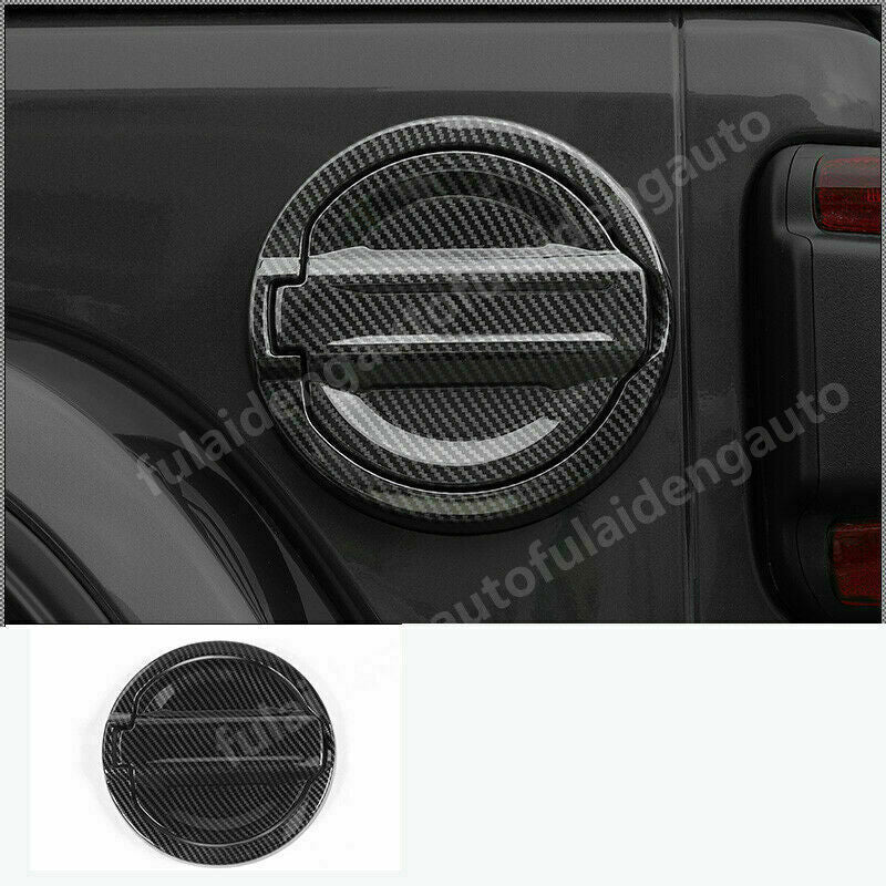 Carbon Fiber Car Fuel Tank Cap Oil Gas Cover Trim for Jeep for Wrangler JL 2018-2021