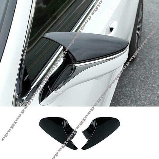 2P Gloss Black Ox Horn Rearview Mirror Decor Cover Trim for Lexus RC for ES LS LC UX