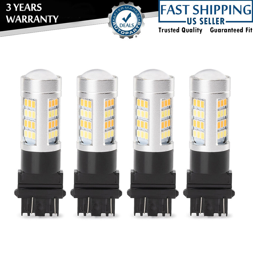 4pcs White Amber 3157 Parking Light Turn Signal Light LED Bulbs for Ford 2020