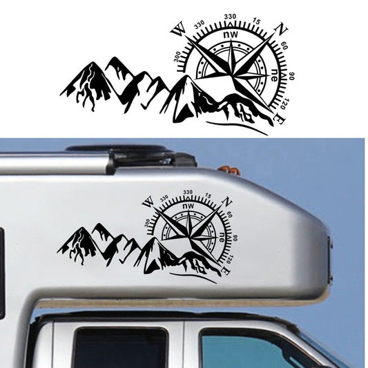 Compass Navigation Mountain Sticker Decal For DIY Offroad Car Body Door Decor