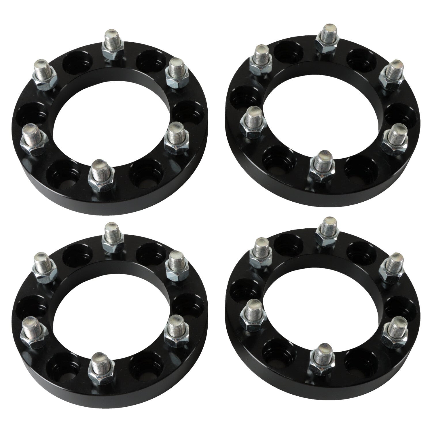 4PCS 1inch 6x5.5, 14x1.5 Studs 108mm Hub Bore Wheel Spacers without lip hub Black