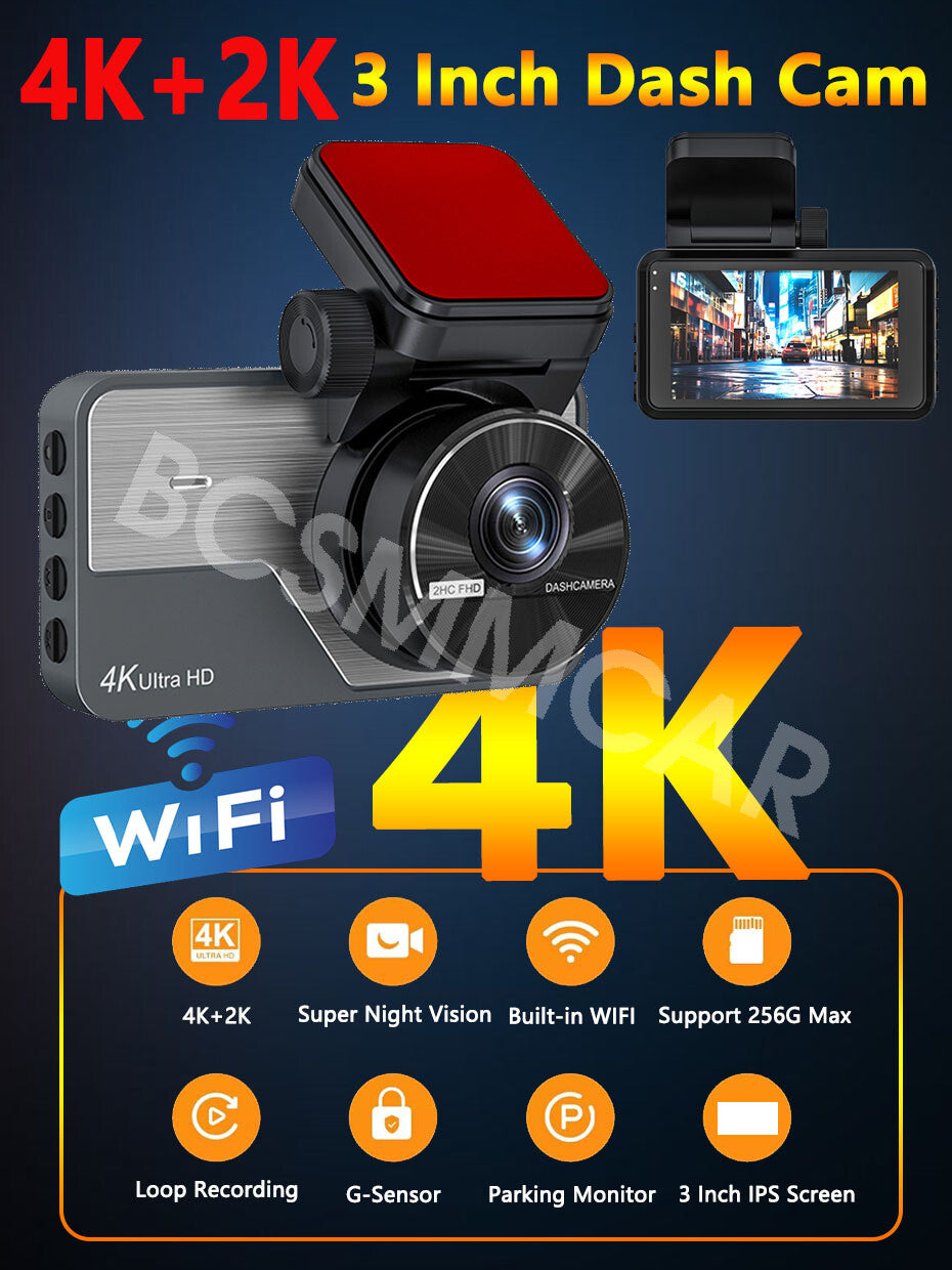 3 Dual Lens Car Dash Cam DVR Recorder Front Rear Camera Night Vision G-Sensor