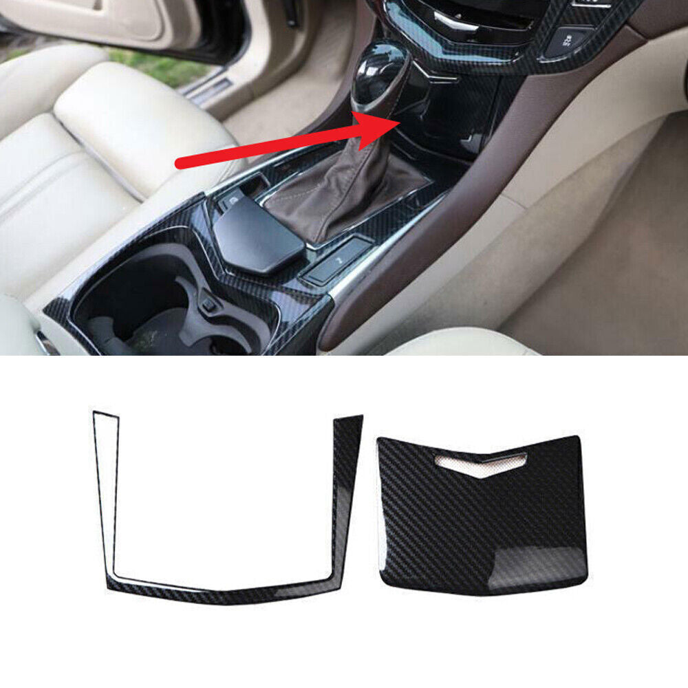Inner Console Gear Storage Box Cover Trim for Cadillac SRX 2010-15 Carbon Fiber