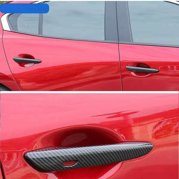4P Carbon Fiber Look Exterior Door Handle Cover Trim for Mazda CX-30 CX30 20-24