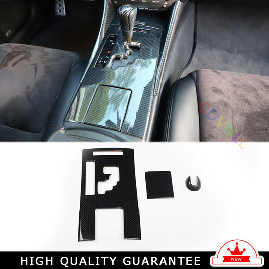 Middle Console Gear Shift Panel Trim 3PCS for Lexus IS 06-11 Black Carbon Fiber