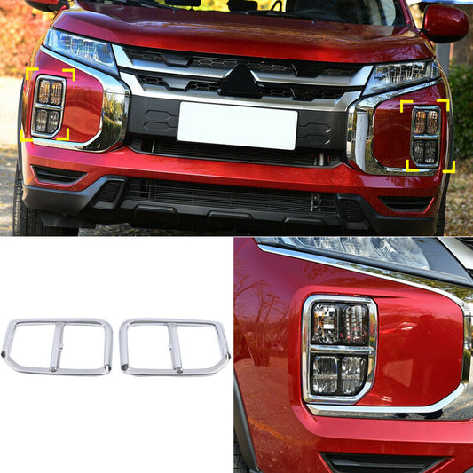 Front Fog Light Lamp Frame Chrome for Mitsubishi ASX RVR Outlander Sport 2020-23