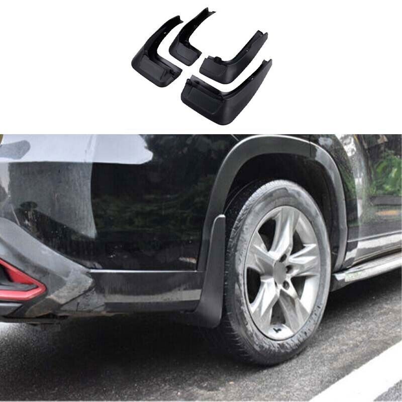4X Flaps Fender Black Front Rear Mud Splash Guards for Toyota Highlander 2014-19