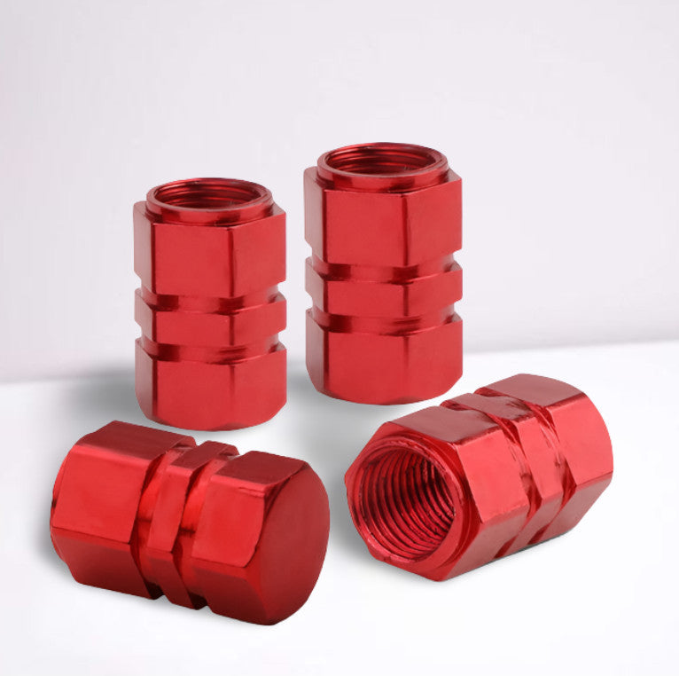 4-Piece Red 17mm Car Tire Valve Cover Stem Cover Air Valve Dust Cover for Fiat