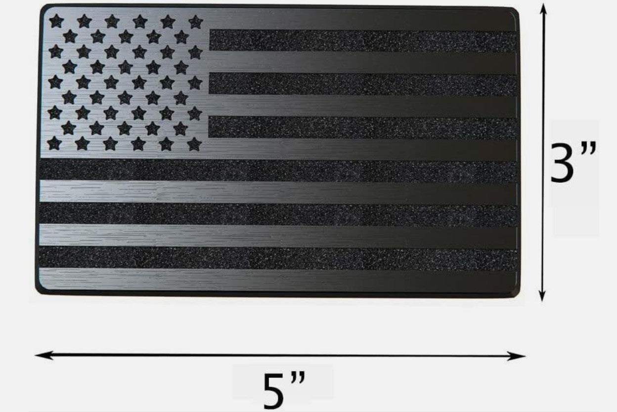 Black magnetic American flag badge for Cadillacs on the rear side fenders and trunk.