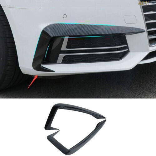 for Audi A4 S4 2017-19 Carbon Fiber Front Fog Light Eyelid Molding Strip Trim 2x