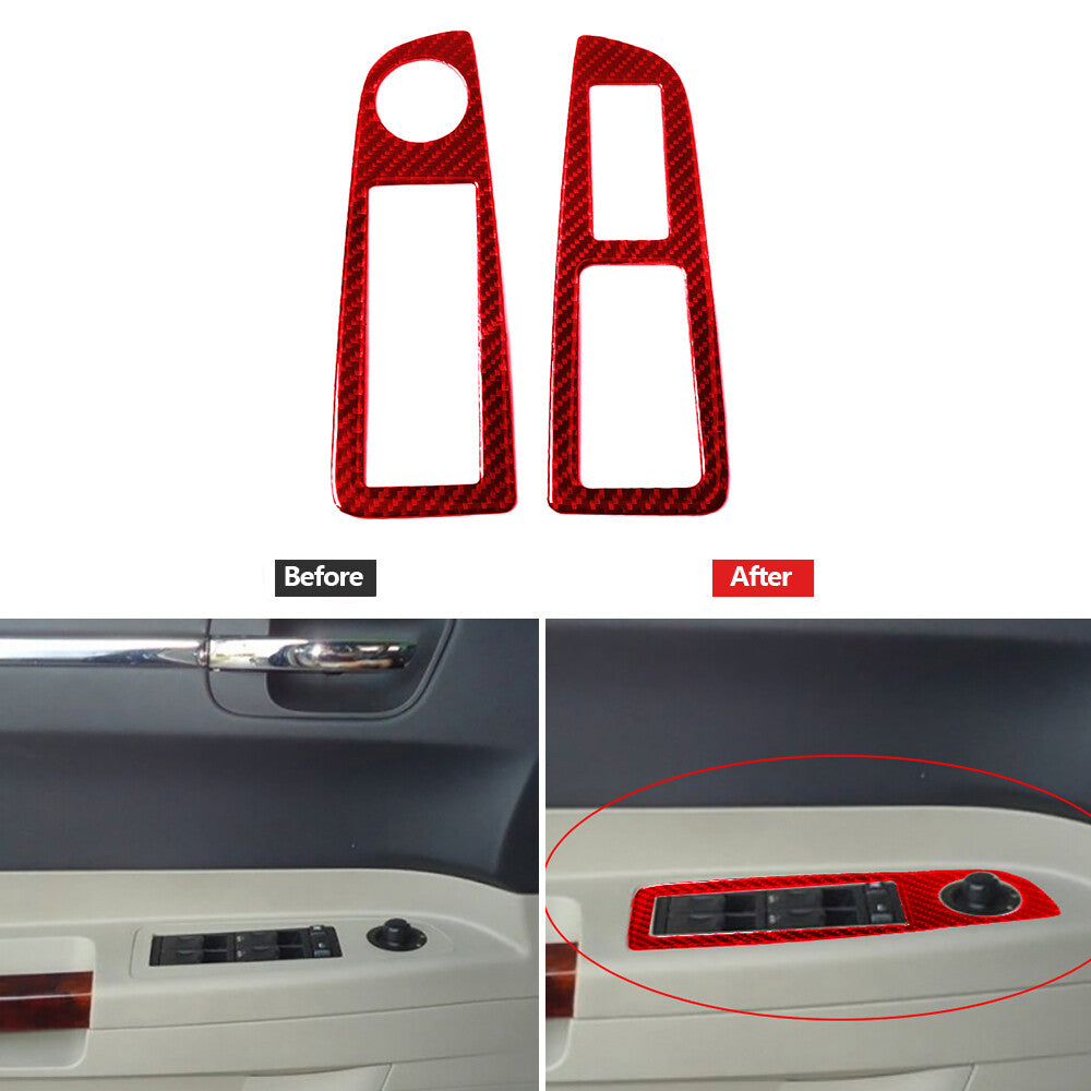 Red Carbon Fiber Front Window Lift Panel Cover Trim for Chrysler 300 2005-2007
