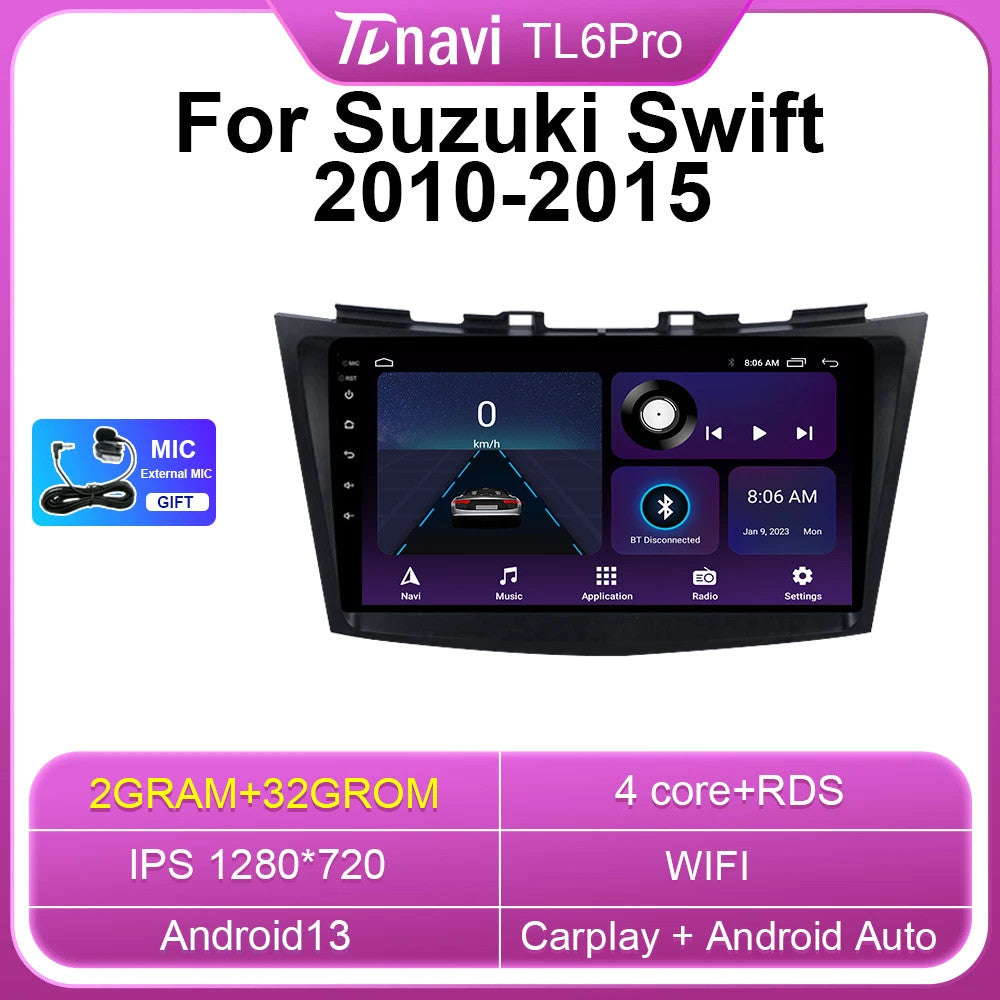 Car Radio for Suzuki for Swift 4 2010-2015 Android Auto CarPlay GPS Player Screen 4G