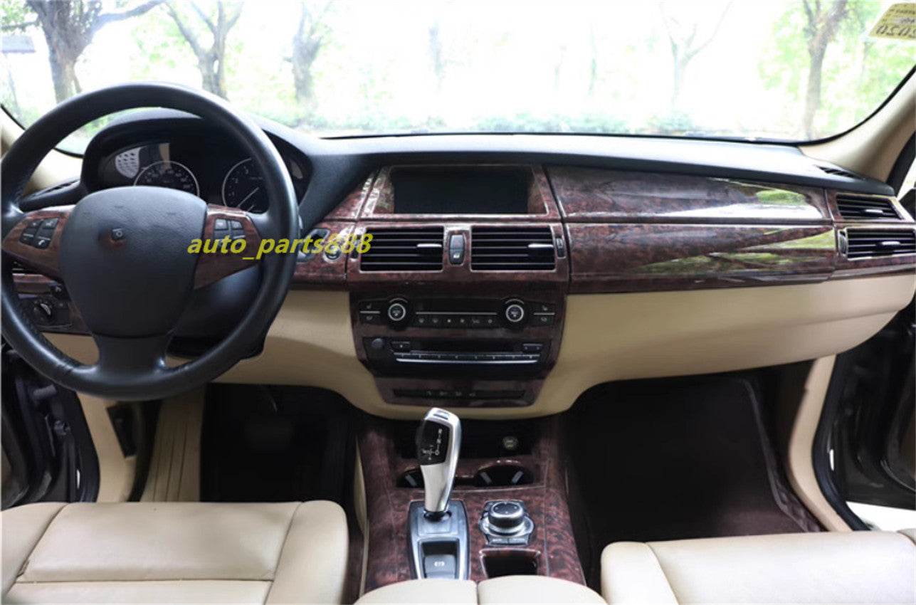Agate wood grain Full Inner Molding Kit Cover Trim for BMW X5 E70 X6 E71 2008-13