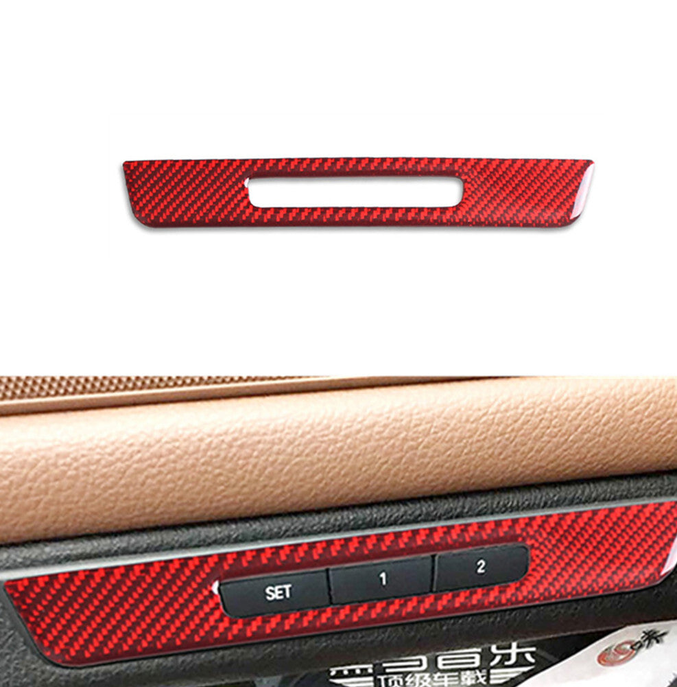 Red carbon fiber reminder buttons trim for BMW 5 Series F10 2011-2017