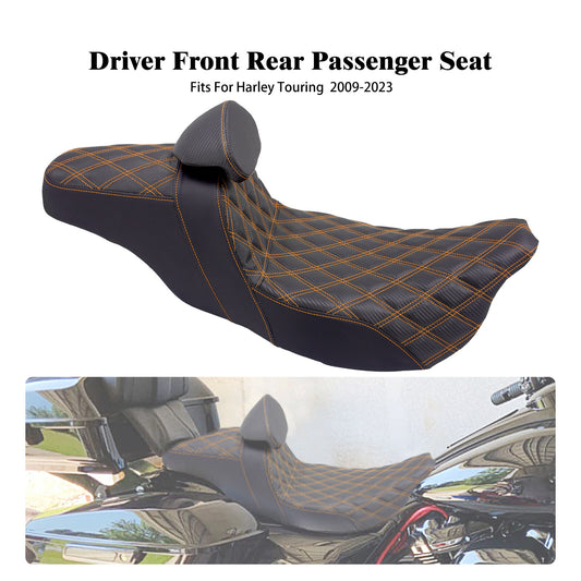 Driver Passenger for Seat Orange Line w/ Backrest for Harley Street Road Glide 09-23