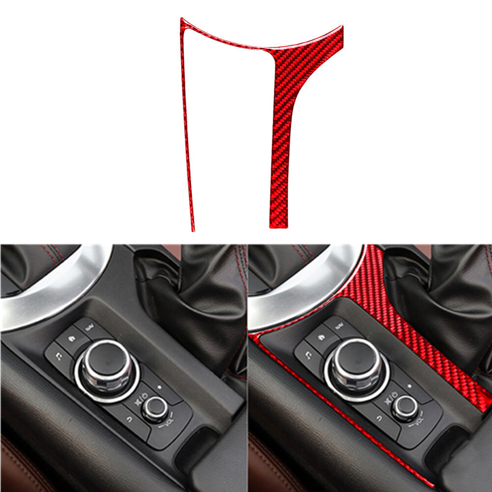 Carbon Fiber Interior Multimedia Box Frame Cover Trim for Mazda MX-5 2016-20 Red