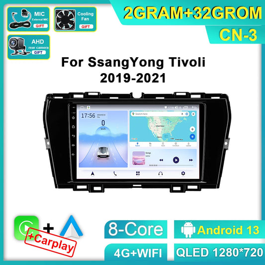 for SsangYong Tivoli Android CarPlay Car Radio Video Player GPS Head unit Screen