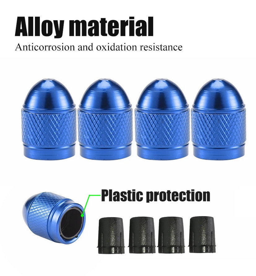 4-piece car tire valve cover rod air dust cover, dustproof and rustproof, silver, suitable for Honda .