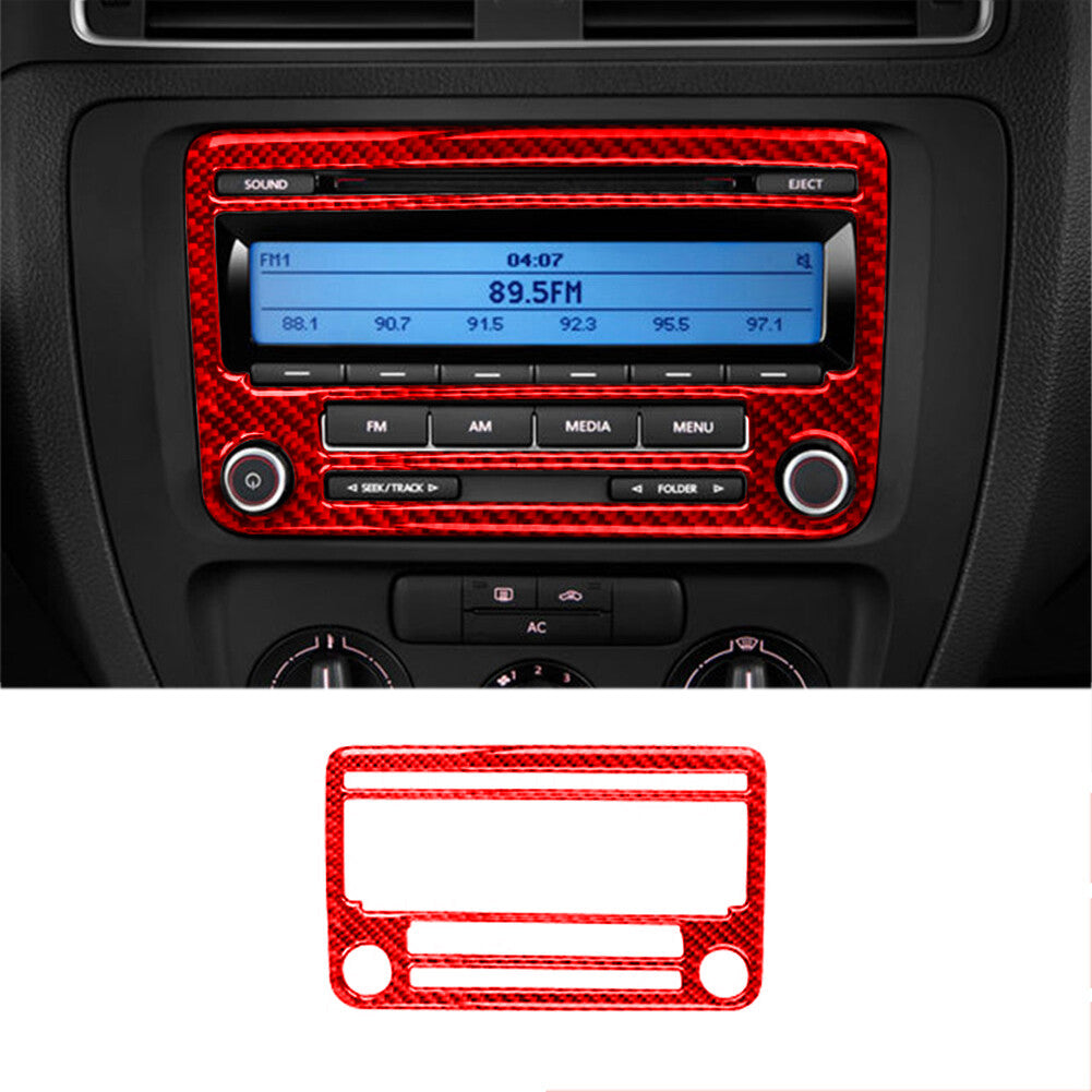 Red carbon fiber radio without navigation trimming for Volkswagen for Jetta 2011-2014 B
