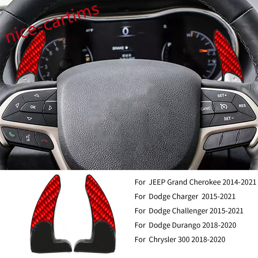 Red Carbon/ABS Steering Wheel Shift Paddle for Dodge for Challenger Charger 15+ 300C