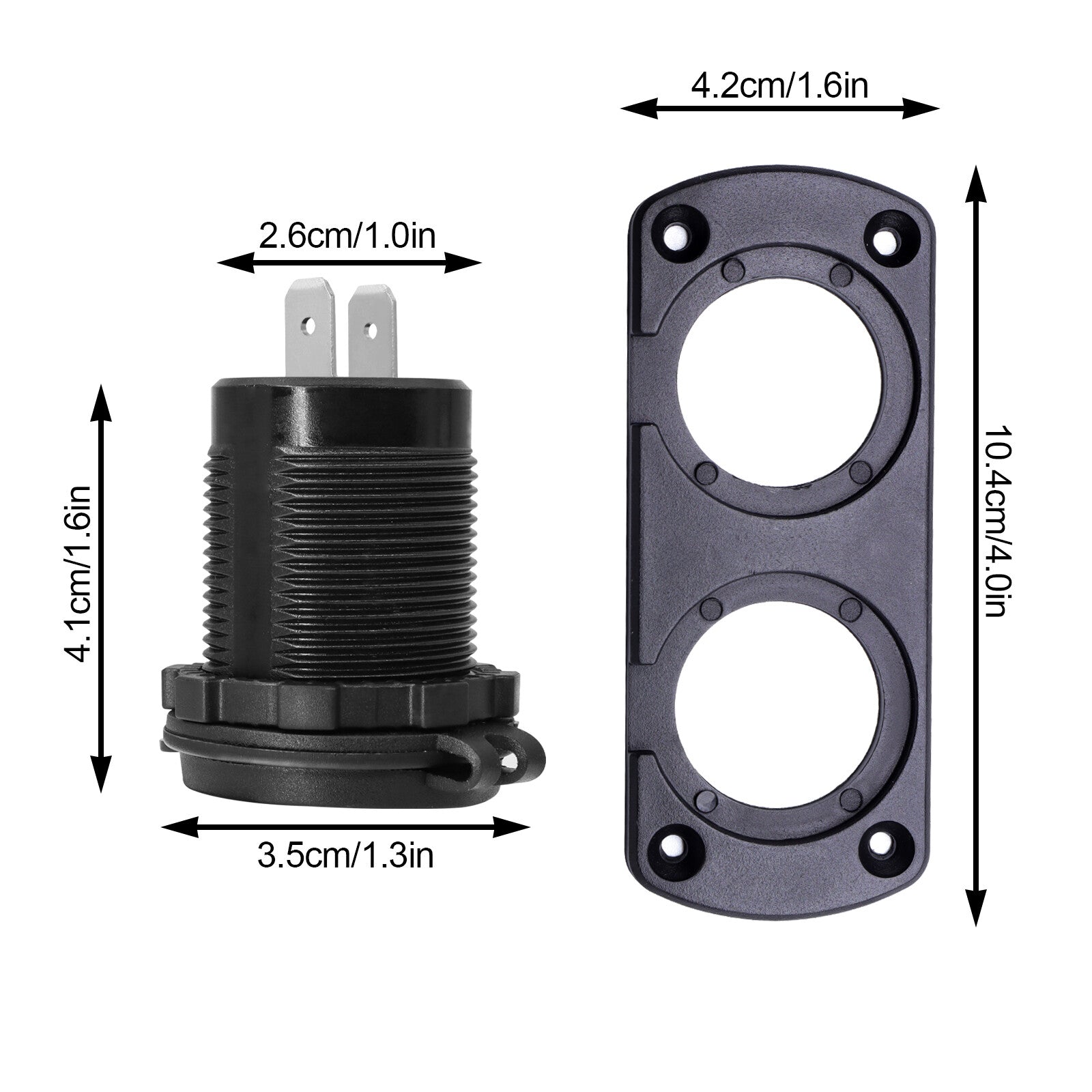 Car Car Cigarette Lighter Outlet with Dual USB Charger Female Built-in 12V