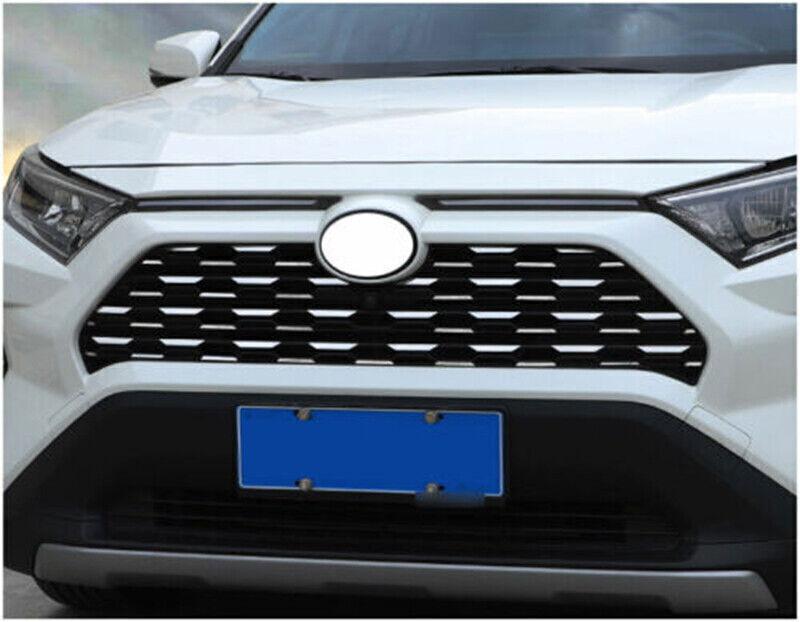Silver Front Center Mesh Grille Grill Moulding Trims for Toyota Rav4 19-2023