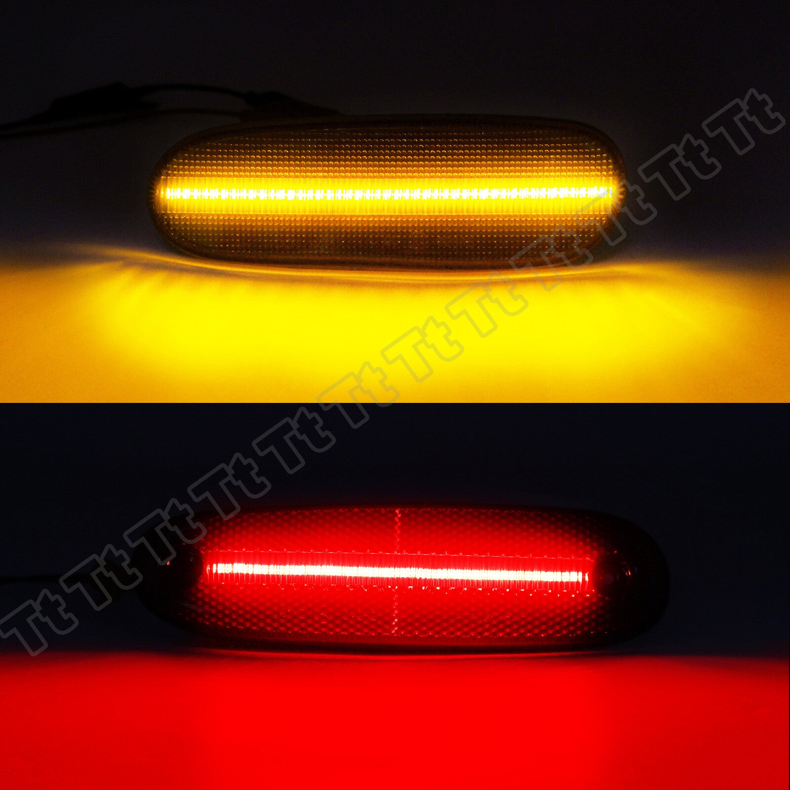 Smoked lens for front and rear bumper side marker lights on 93-98 for Toyota Supra Mk.4 LEDs.